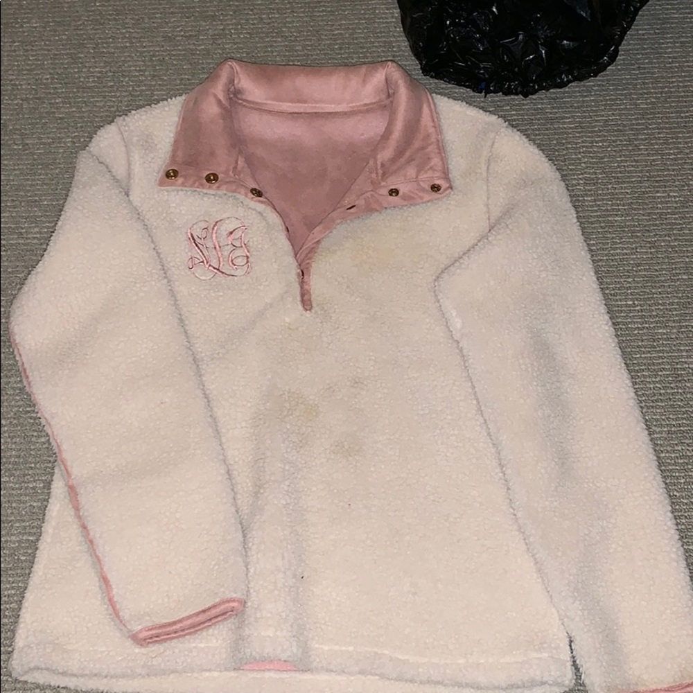 Sheepskin pullover w/ initials NLJ